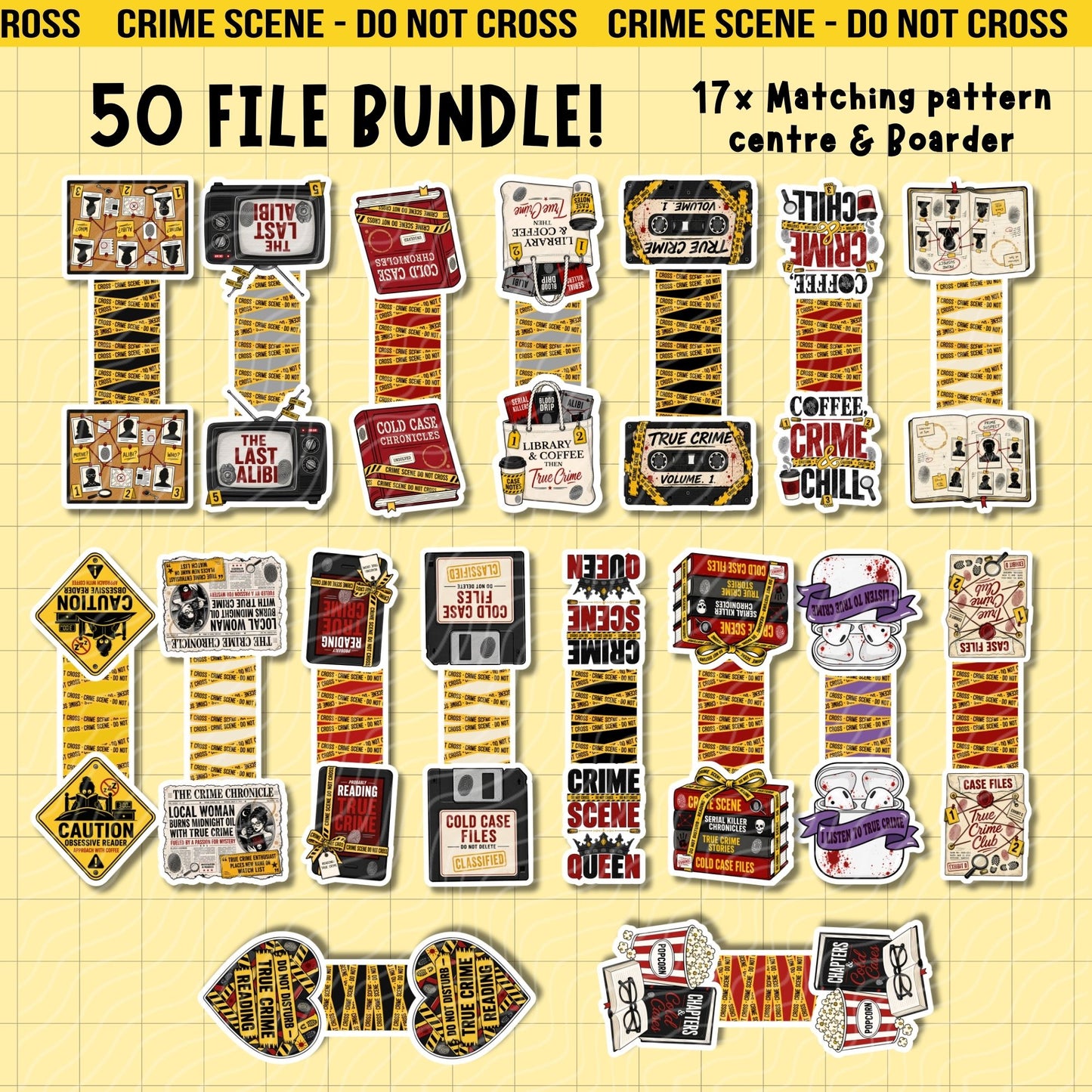True Crime Junkie Magnetic Bookmark Bundle | Digital Download