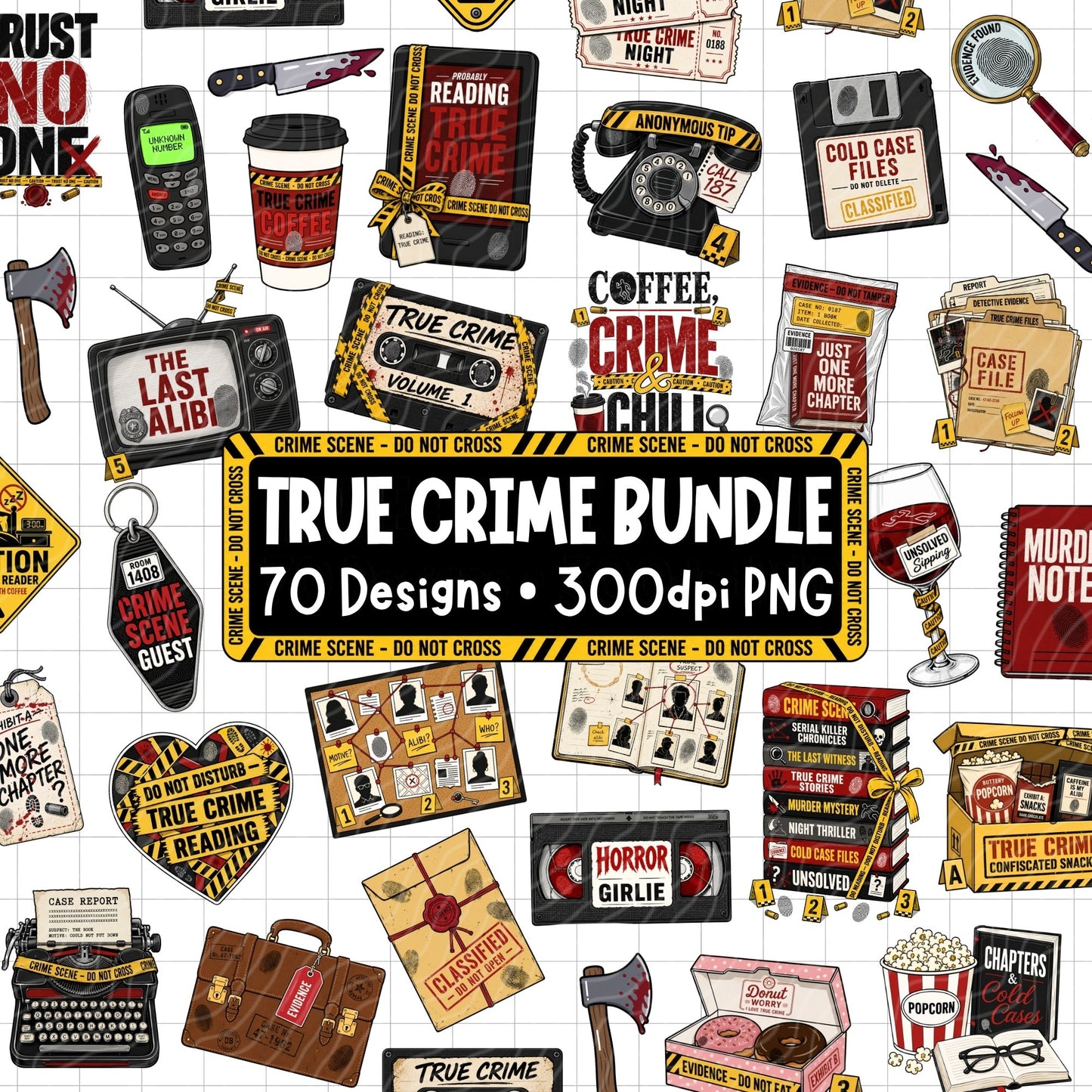 True Crime Junkie Clipart Bundle | Digital Download