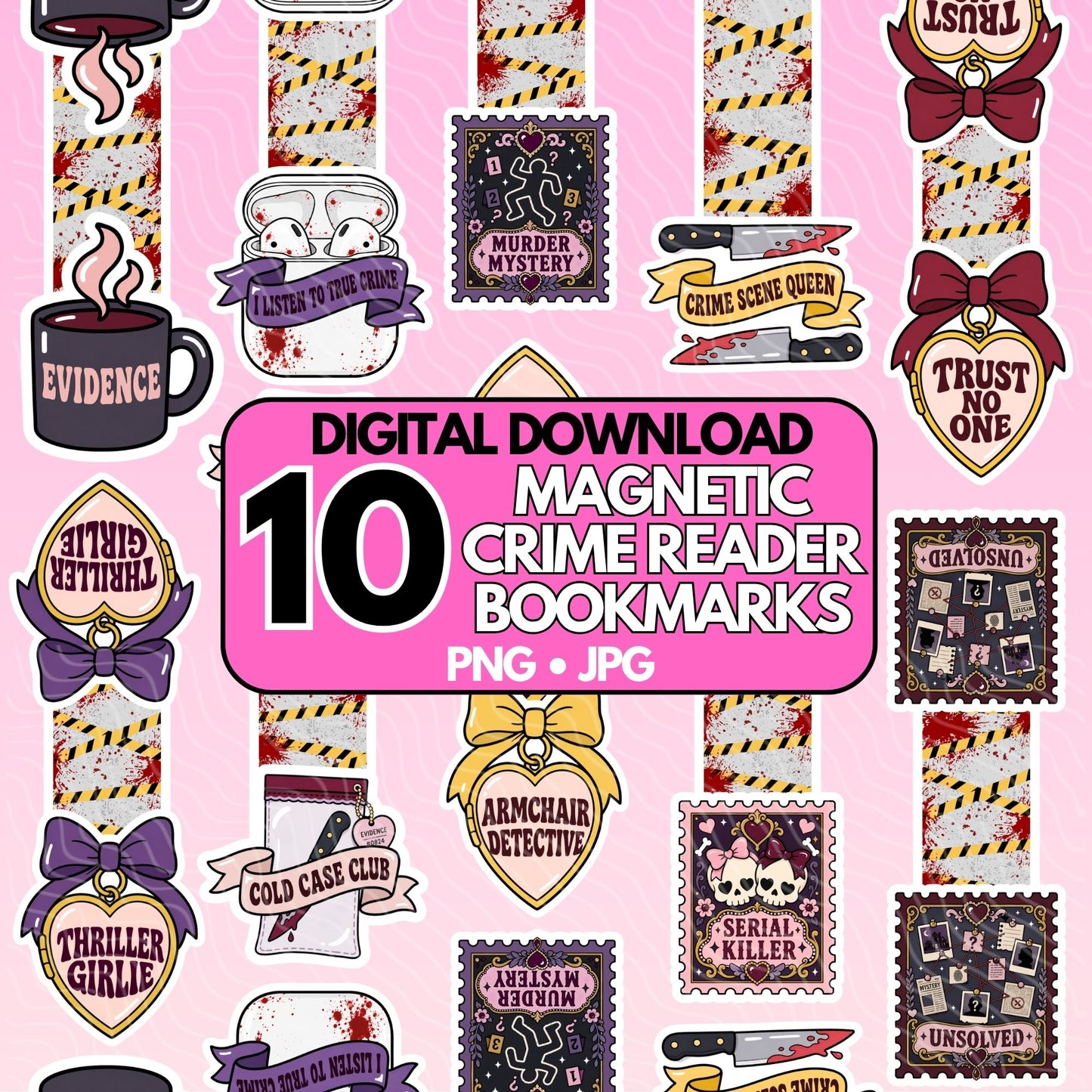 Armchair Detective Magnetic Bookmark Bundle | Digital Download