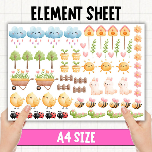Happy Spring - A4 | UV DTF Element Sheet