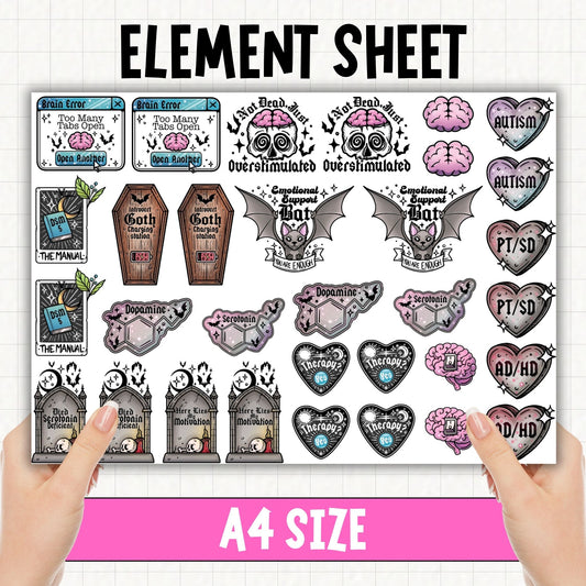 Neurodivergent Goth | UV DTF Element Sheet