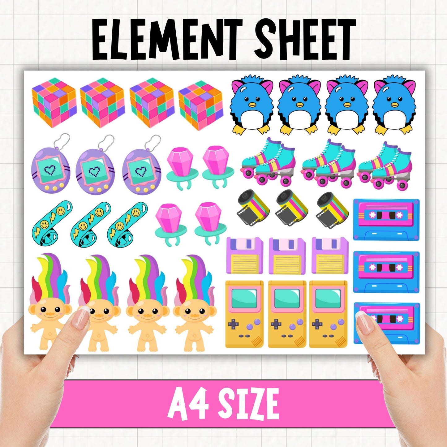 Retro 90's - A4 | UV DTF Element Sheet