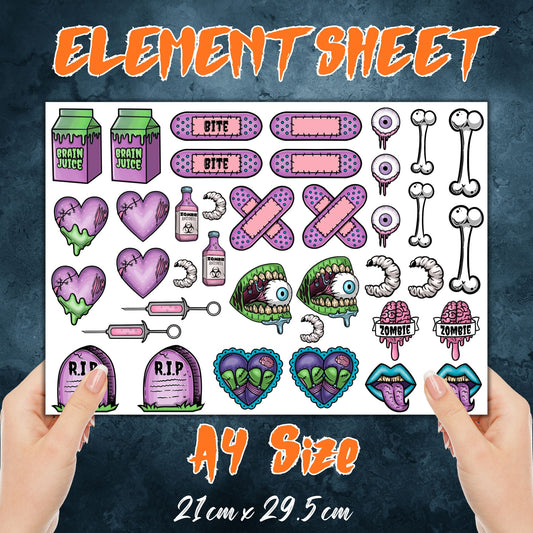 ZOMBIE! | UV DTF Element Sheet