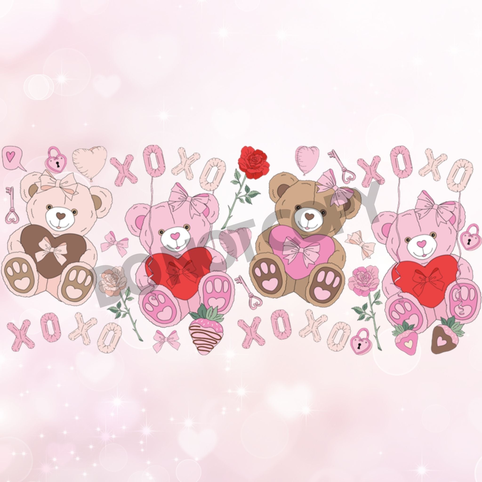 XOXO Teddy Bears | UV DTF Wrap