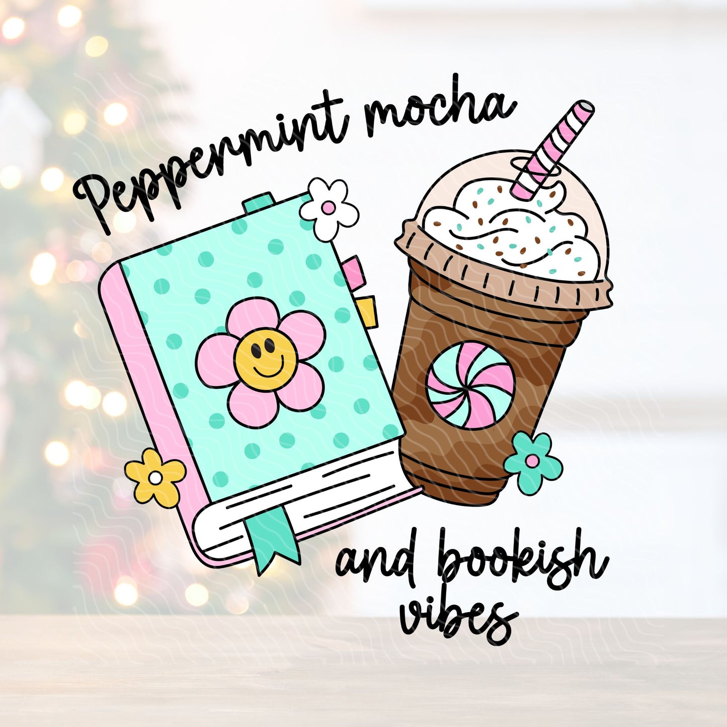 Peppermint Mocha & Bookish Vibes | UV DTF Decal