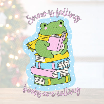 Snow Is Falling, Books Are Calling | UV DTF Decal