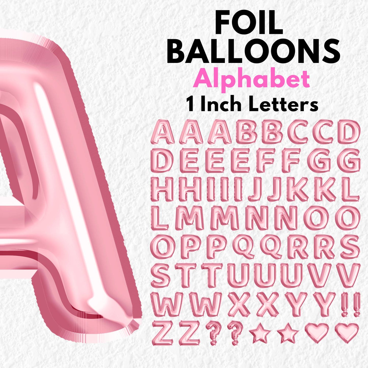Pink Foil Balloons Alphabet | UV DTF