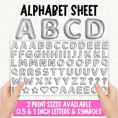Silver Foil Balloons Alphabet | UV DTF