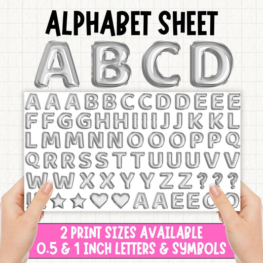 Silver Foil Balloons Alphabet | UV DTF