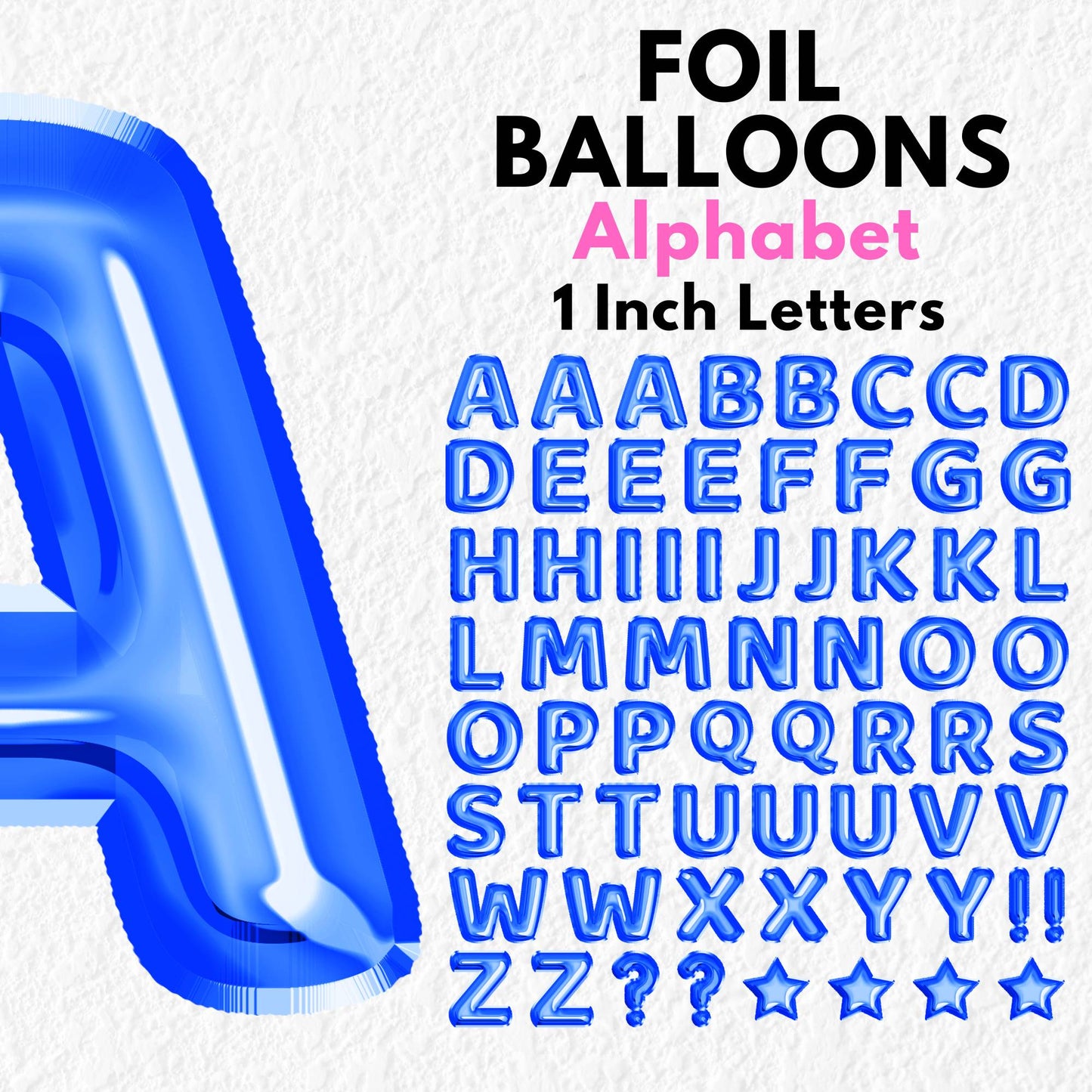 Blue Foil Balloons Alphabet | UV DTF