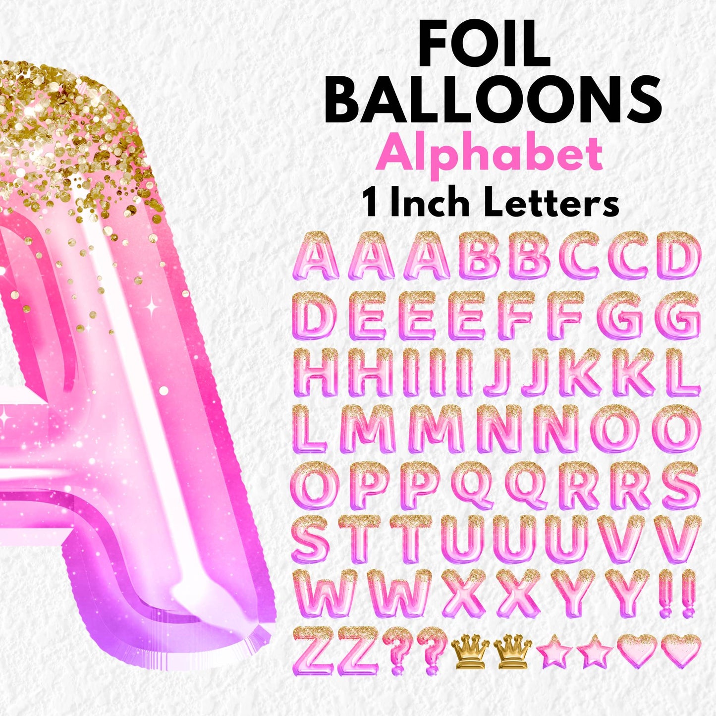 Princess Foil Balloons Alphabet | UV DTF