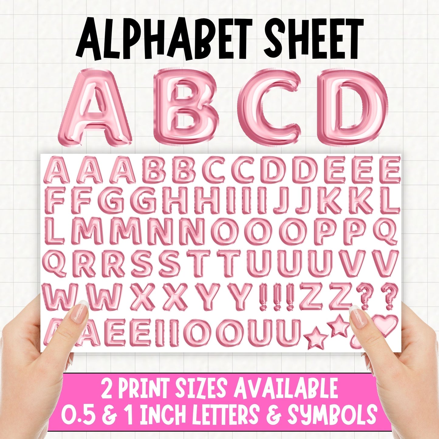 Pink Foil Balloons Alphabet | UV DTF