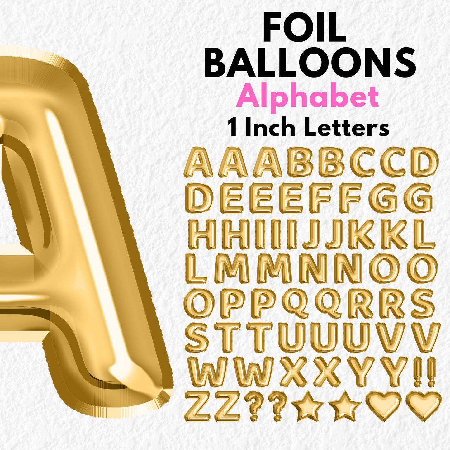 Gold Foil Balloons Alphabet | UV DTF