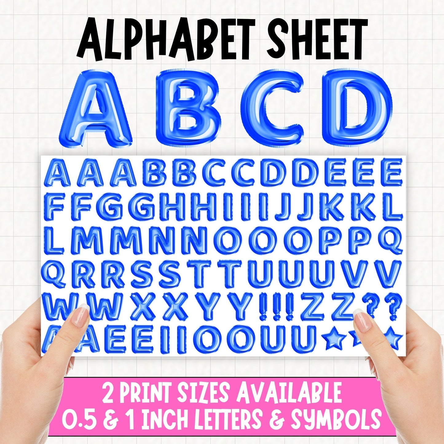 Blue Foil Balloons Alphabet | UV DTF