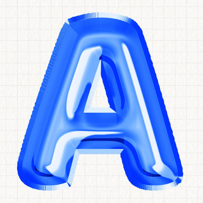 Blue Foil Balloons Alphabet | UV DTF