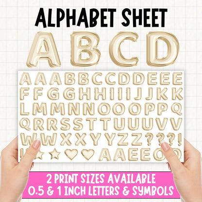 Champagne Foil Balloons Alphabet | UV DTF