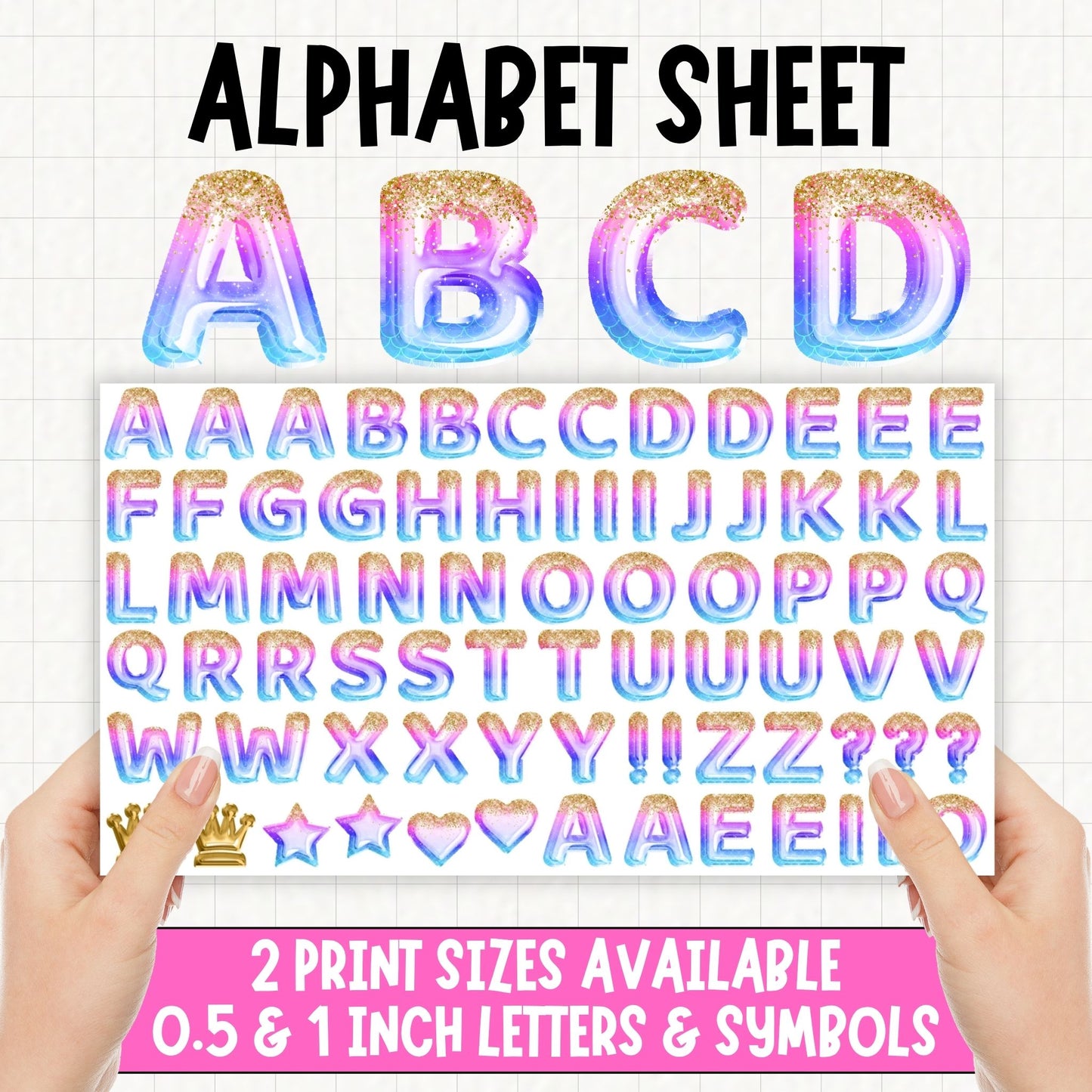 Mermaid Princess Foil Balloons Alphabet | UV DTF