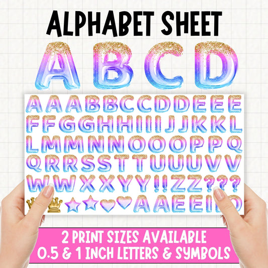 Mermaid Princess Foil Balloons Alphabet | UV DTF