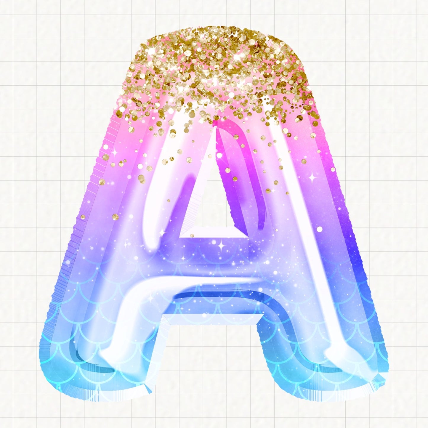 Mermaid Princess Foil Balloons Alphabet | UV DTF