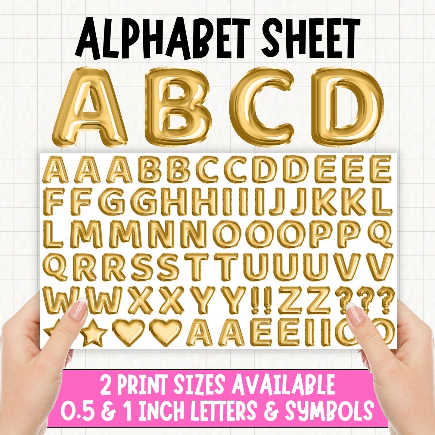 Gold Foil Balloons Alphabet | UV DTF