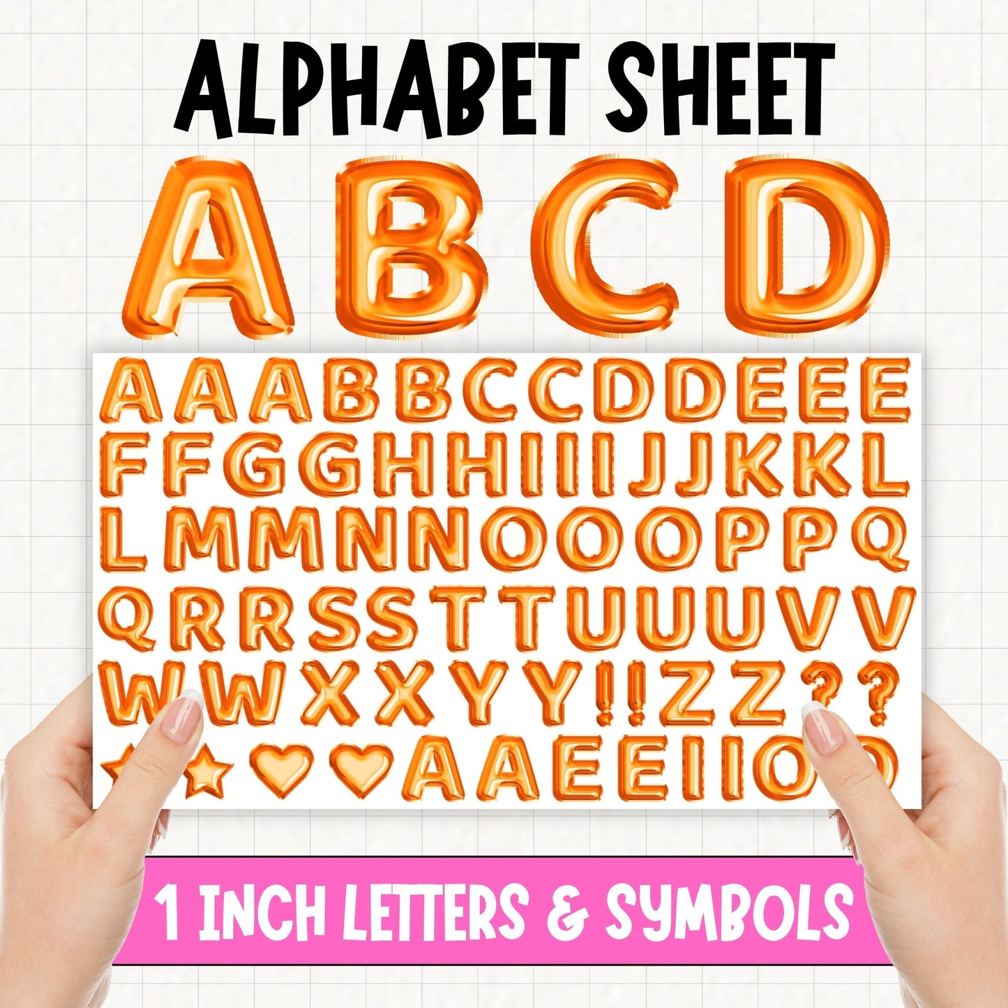 Orange Foil Balloons Alphabet | UV DTF