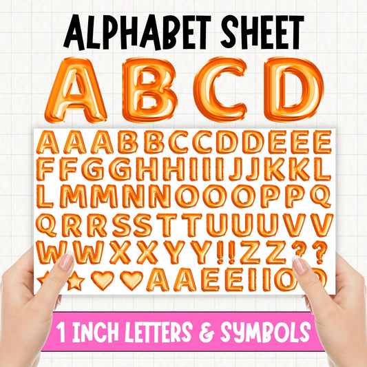 Orange Foil Balloons Alphabet | UV DTF