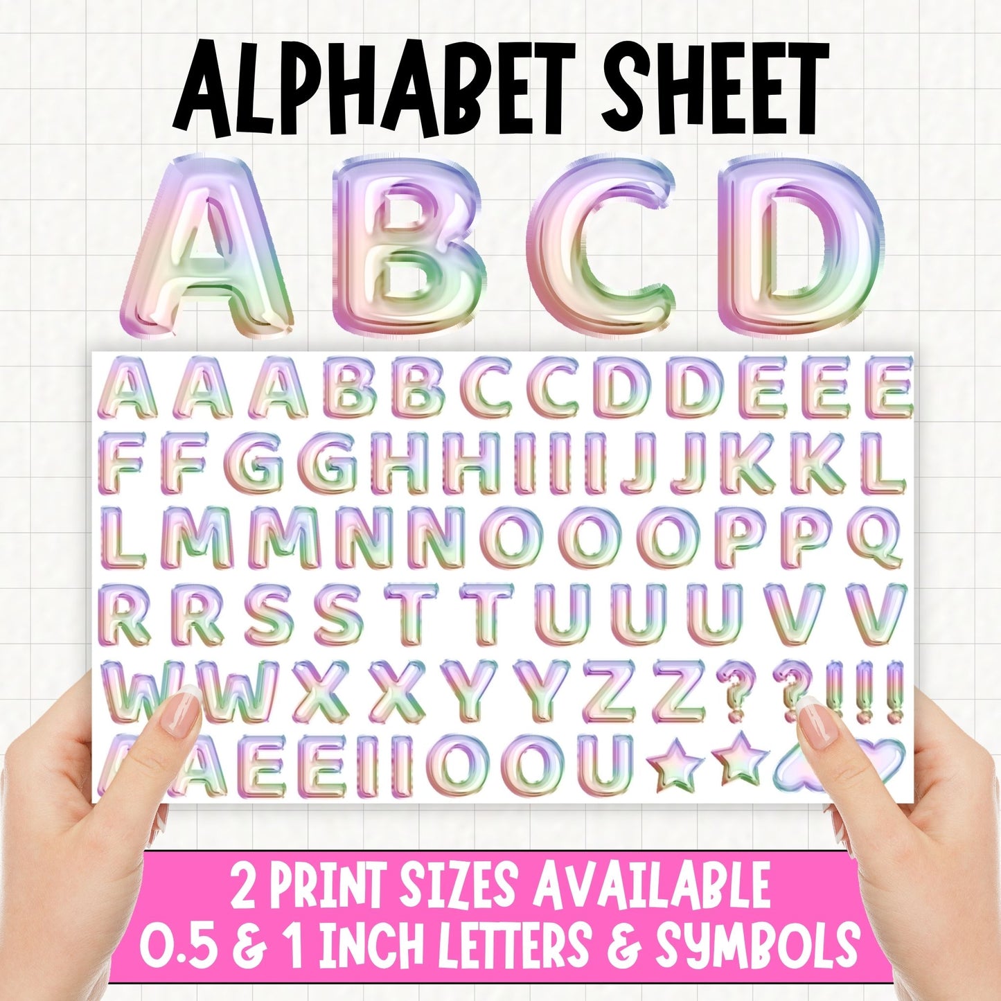 Pastel Rainbow Foil Balloons Alphabet | UV DTF