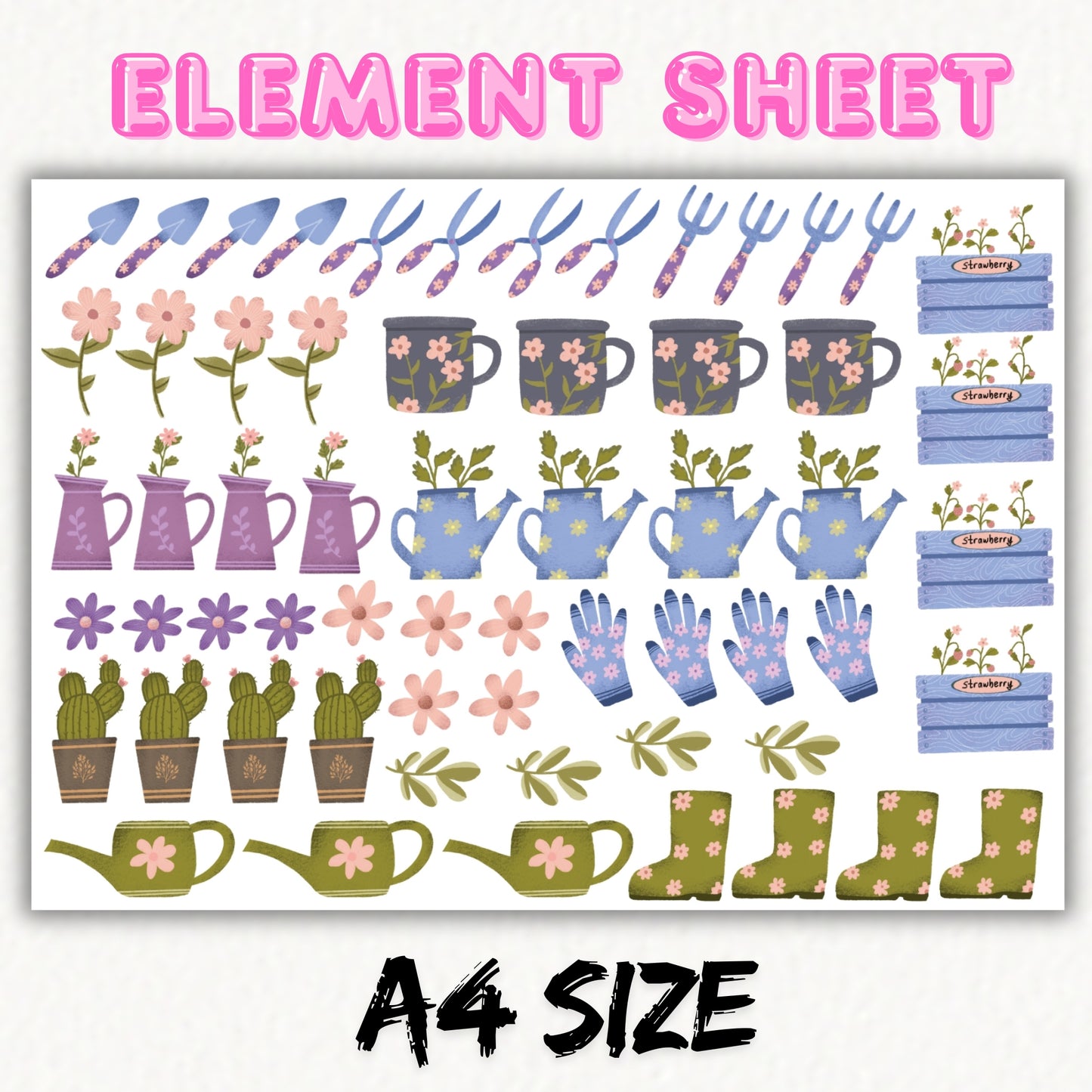Pretty Garden - A4 | UV DTF Element Sheet
