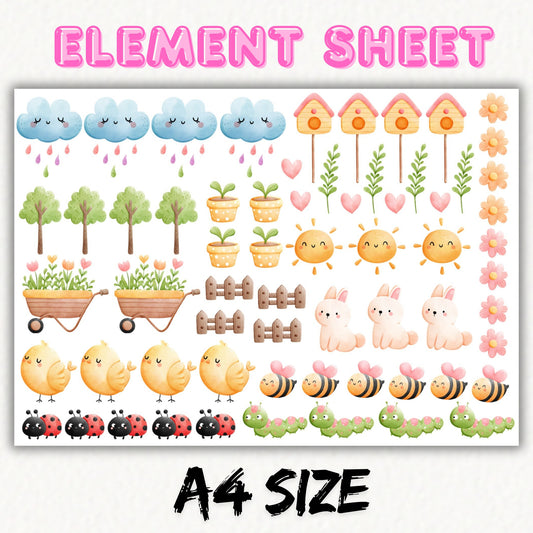 Happy Spring - A4 | UV DTF Element Sheet