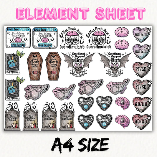 Neurodivergent Goth | UV DTF Element Sheet