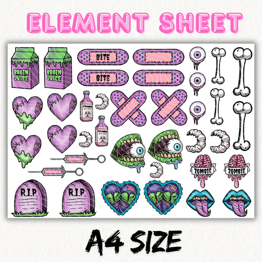 ZOMBIE! | UV DTF Element Sheet
