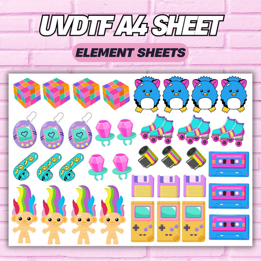 retro uv dtf element theme sheets