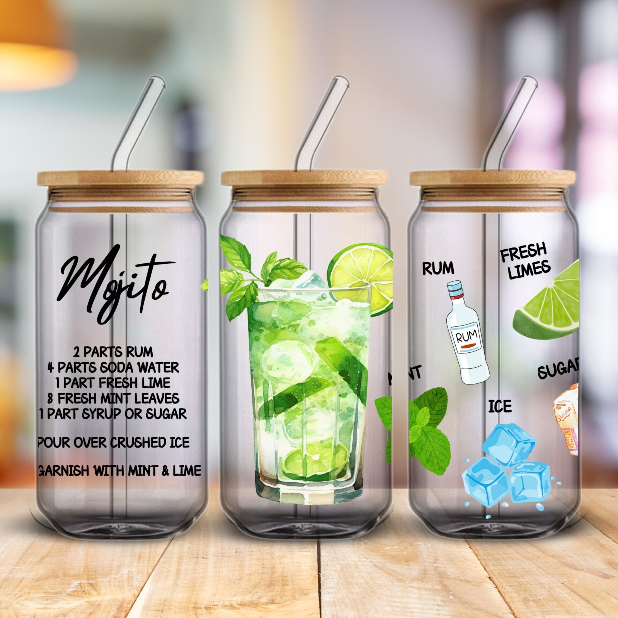 mojito recipe uv dtf transfer for Libbey cans