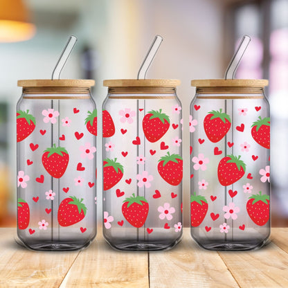 strawberry uv dtf wrap for Libbey cans