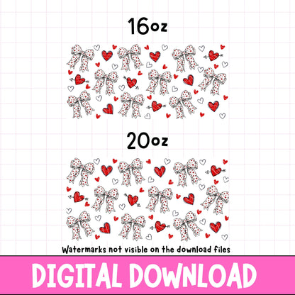 cute valentine love heart coquette bows available in a digital download format for tumbler wraps sublimation and uvdtf