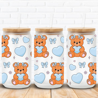 Teddy Hearts Blue | UV DTF Wrap