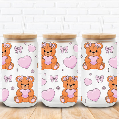 Teddy Hearts Pink | UV DTF Wrap