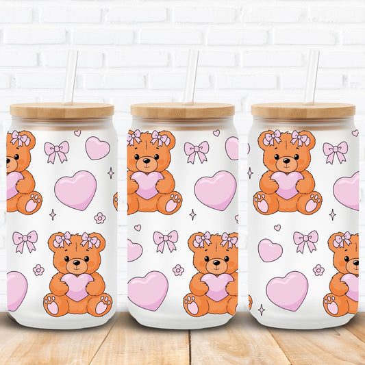 Teddy Hearts Pink | UV DTF Wrap