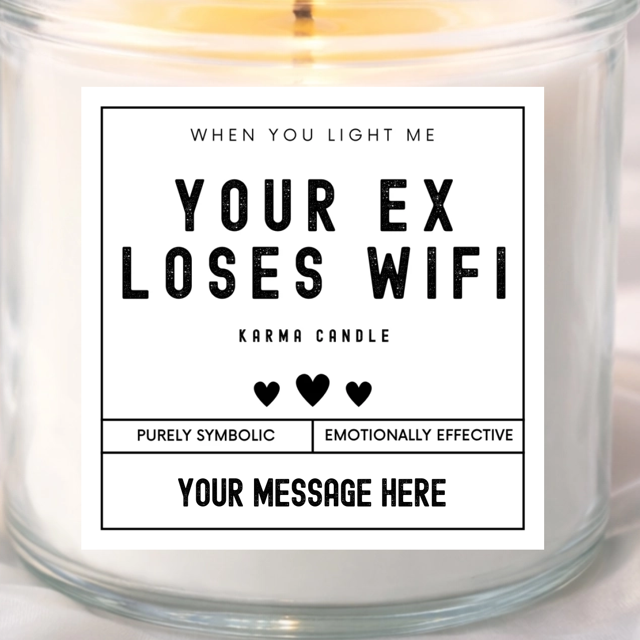 funny personalised candle prints which can be peel and stuck to any candle, personalise and custom with your own message and name,