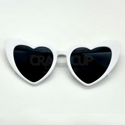 white heart shaped glasses