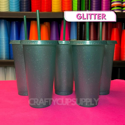 Green glitter cold cups