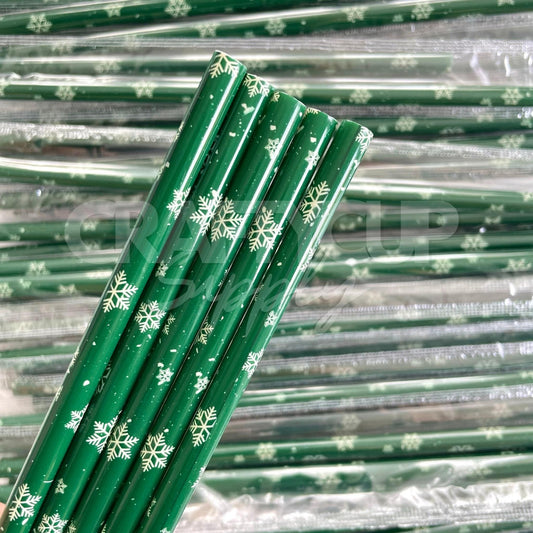 Green Snowflake Straw