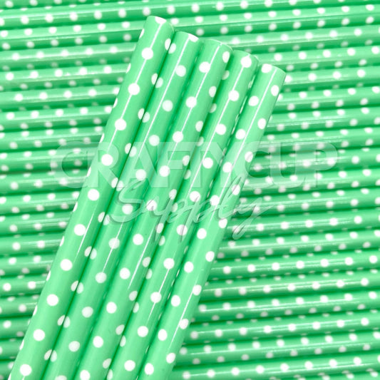 Pastel Green Polka Dot Straw