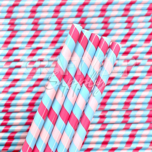 Pastel Pink Stripe Straw