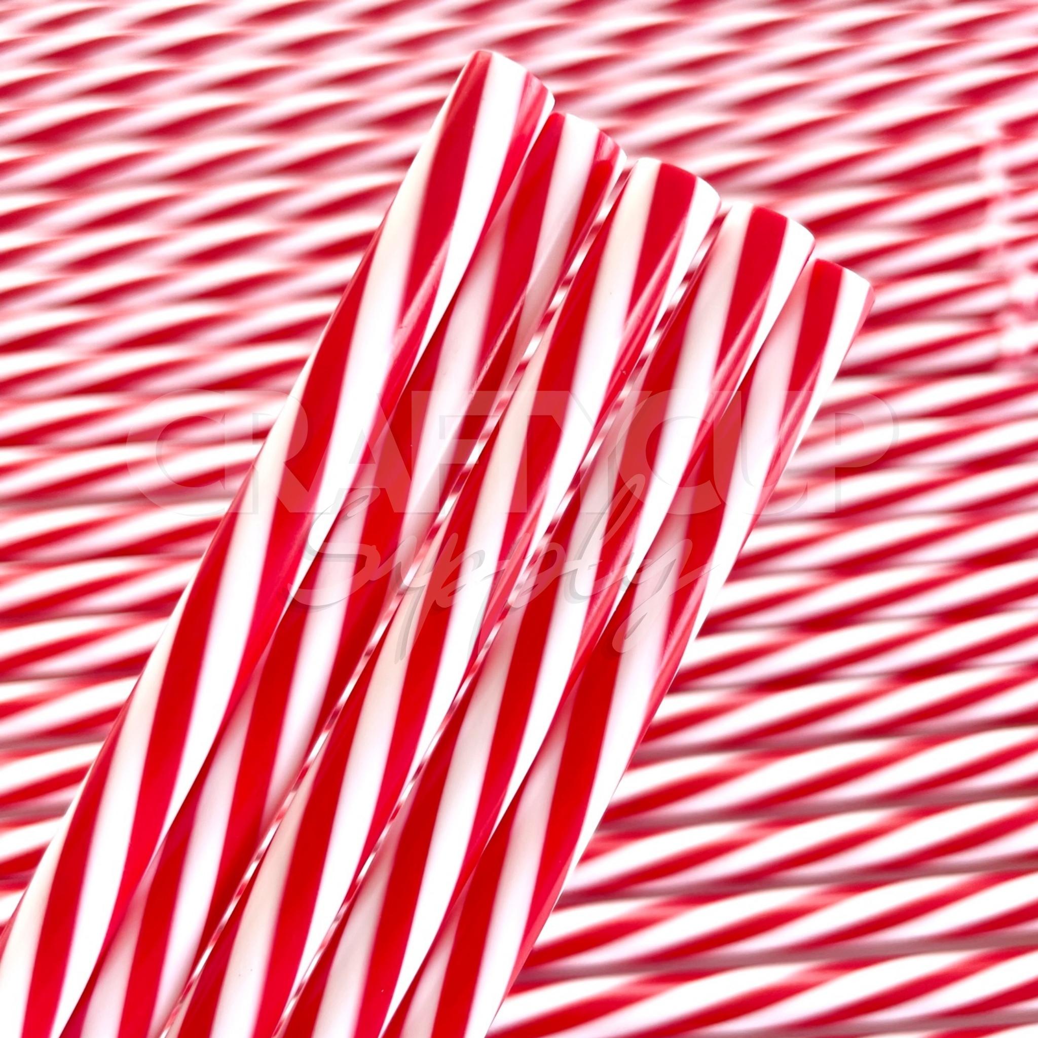 red stripe reusable plastic straws