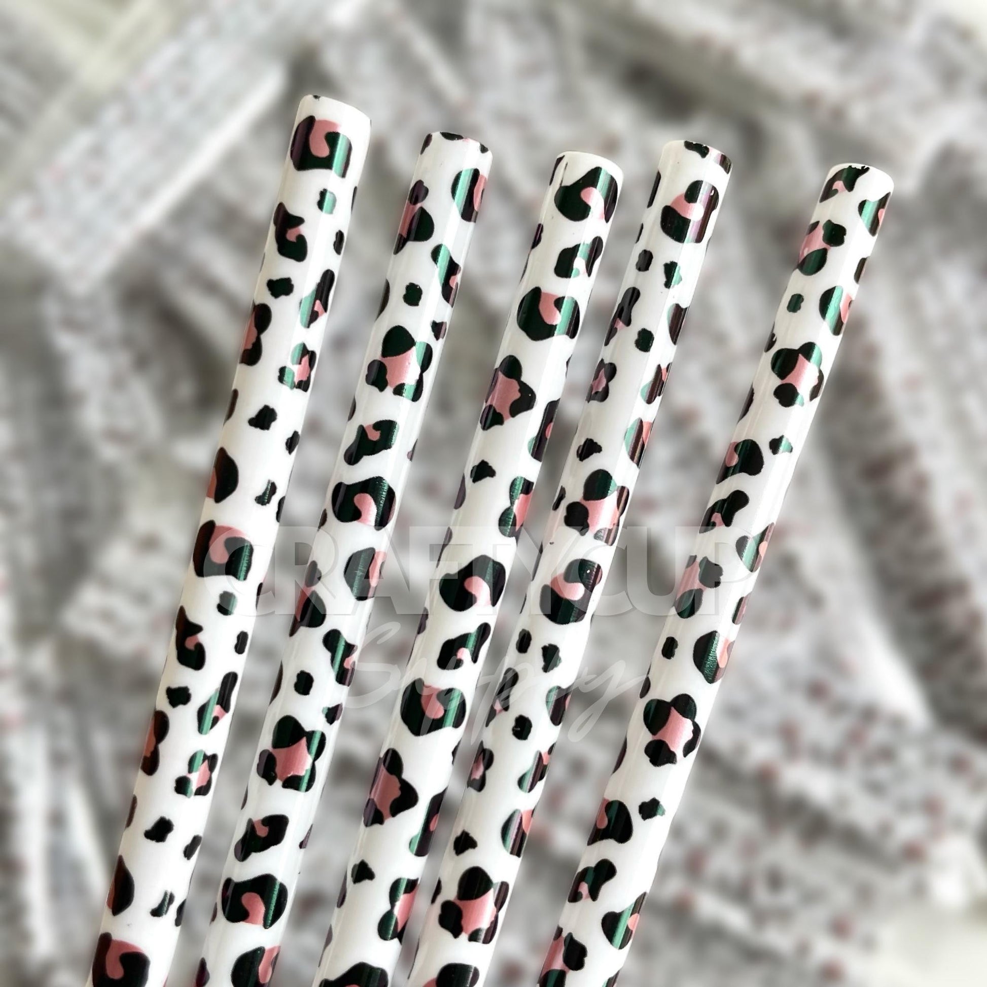 leopard printed straws uk