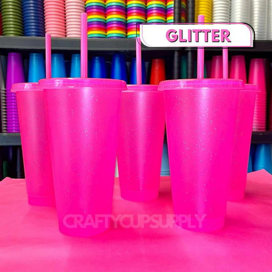 Pink glitter cups