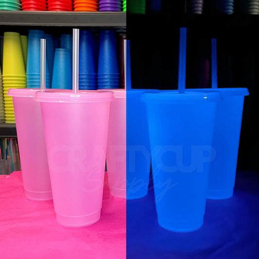 pink glow in the dark cold cups